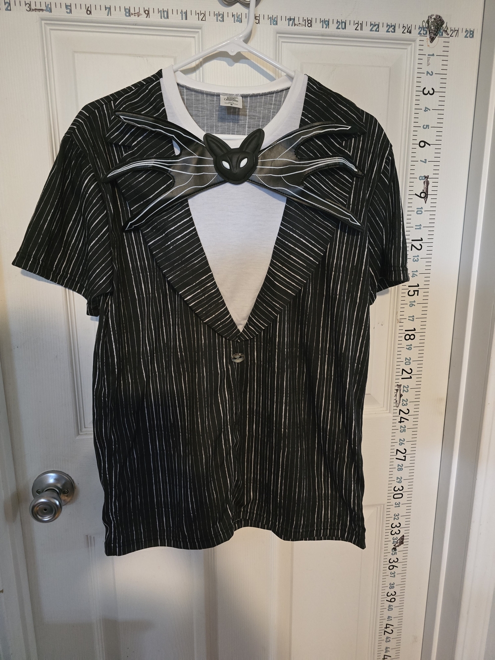 Disney Black Pinstripe Short-Sleeve Shirt with White Inner Panel